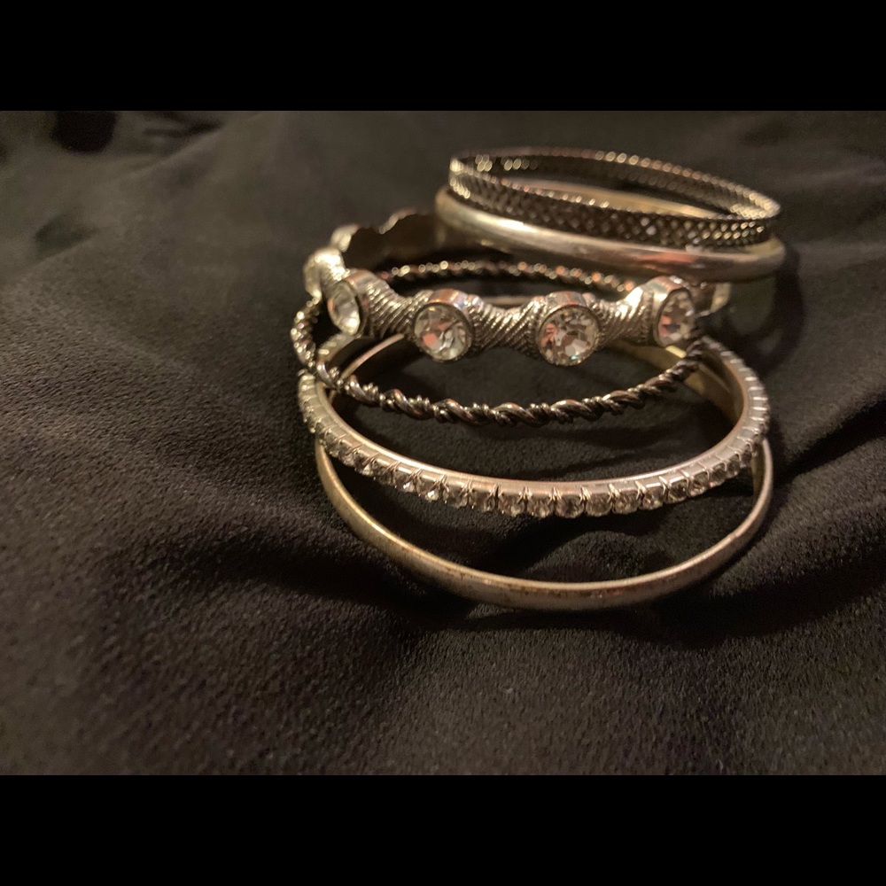 6 silver bangle bracelets